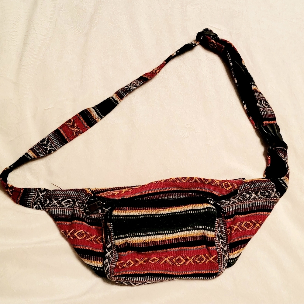 Mexican-Inspired Fanny Pack, Vibrant, Two Pockets, Cultural Craftsmanship Fusion